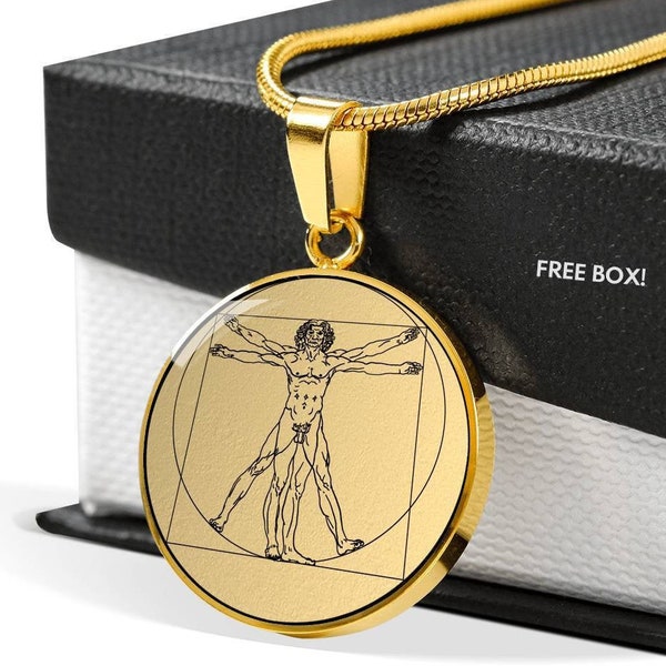 Vitruvian Man Necklace Da Vinci Pendant Gift Jewelry