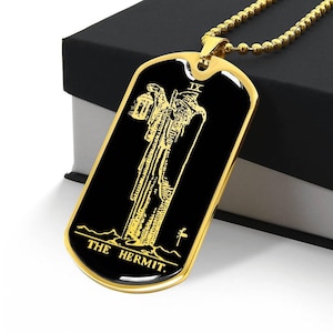 The Hermit Necklace Tarot Pendant Gold Silver Jewelry