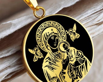 Pendentif qui s’ouvre Vierge de Kazan en argent plaqué - Pendentif religieux eBa