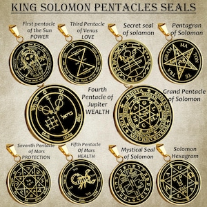 Seal of Solomon Necklace King Solomon Pendant Pentacles Talisman Coin Gold Silver Jewelry