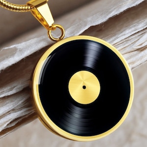 Vinyl Record Music Necklace Pendant Jewelry Gold Gift Silver Charm Luxury Necklace (Gold)
