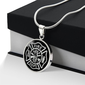 Firefighter Necklace Fireman Pendant Fire Fighter Jewelry Gold Silver ...
