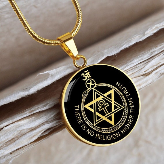 Theosophical Society Seal Thelema Necklace Pendant Jewelry Gold Silver Charm Chain