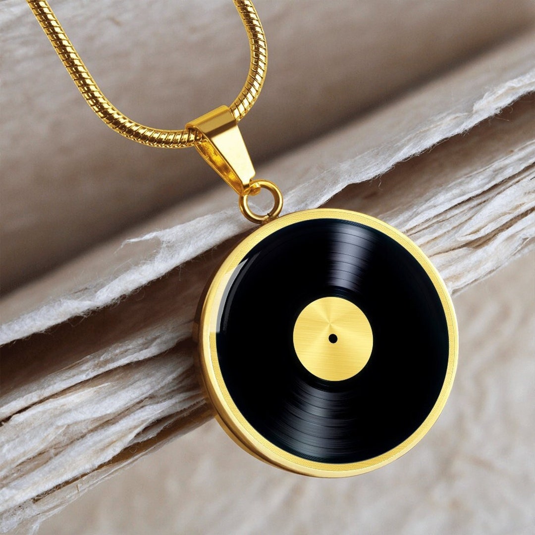 Vinyl Record Music Necklace Pendant Jewelry Gold Gift Silver