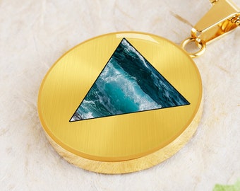 Water Necklace Element Pendant  Alchemy Jewelry Gold Silver Charm