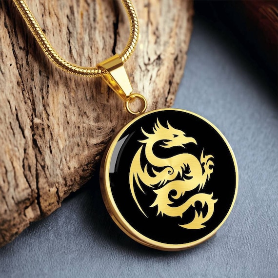 Chinese dragon necklace gold best sale