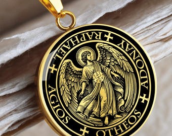 St RAPHAEL Archangel Necklace Pendant Medal Gold Jewelry Silver