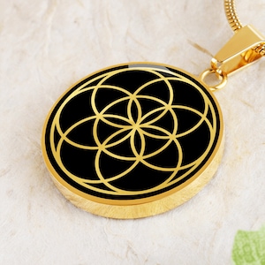 Seed Flower Of Life Necklace Pendant Gold Sacred Geometry Jewelry