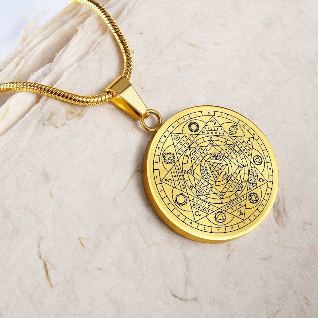 Bronze Solomon's Seal Pendant - Tree Of Life Hermetic Ceremonial Magic Jewelry, 1 3/8" Diameter