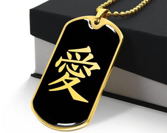 Kanji Love Necklace Jewelry Chinese Character Pendant Men Personalized