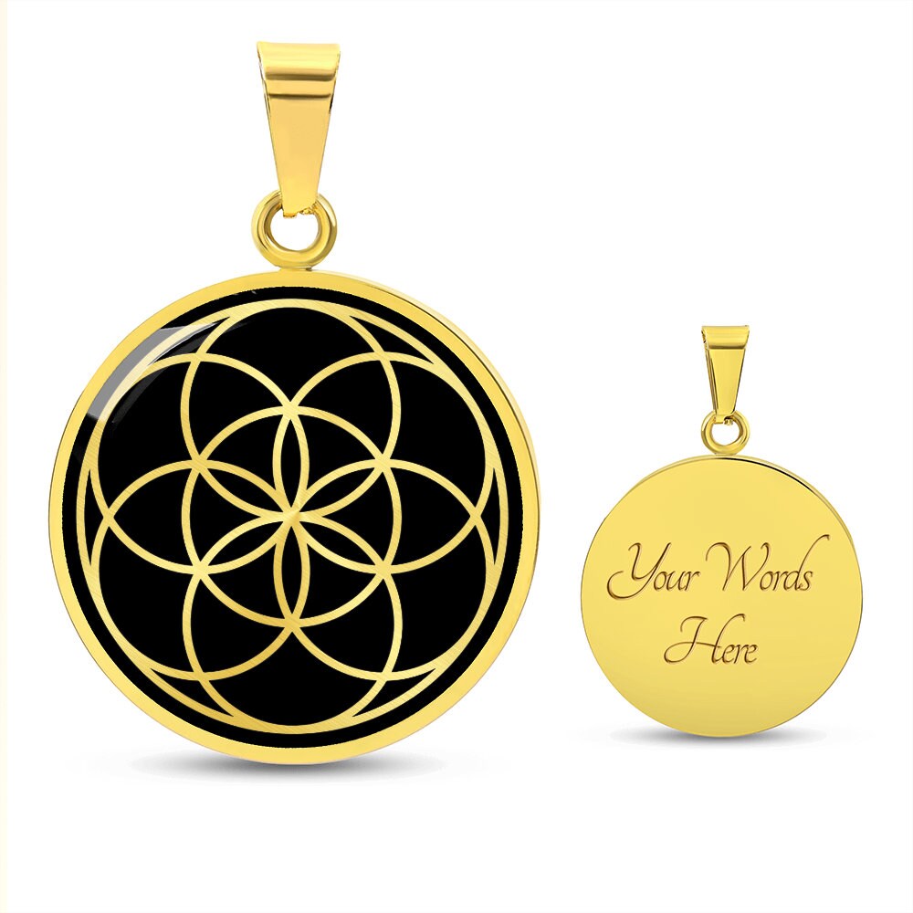 Collana con ciondolo fiore della vita, gioielli in oro con geometria sacra - Italia