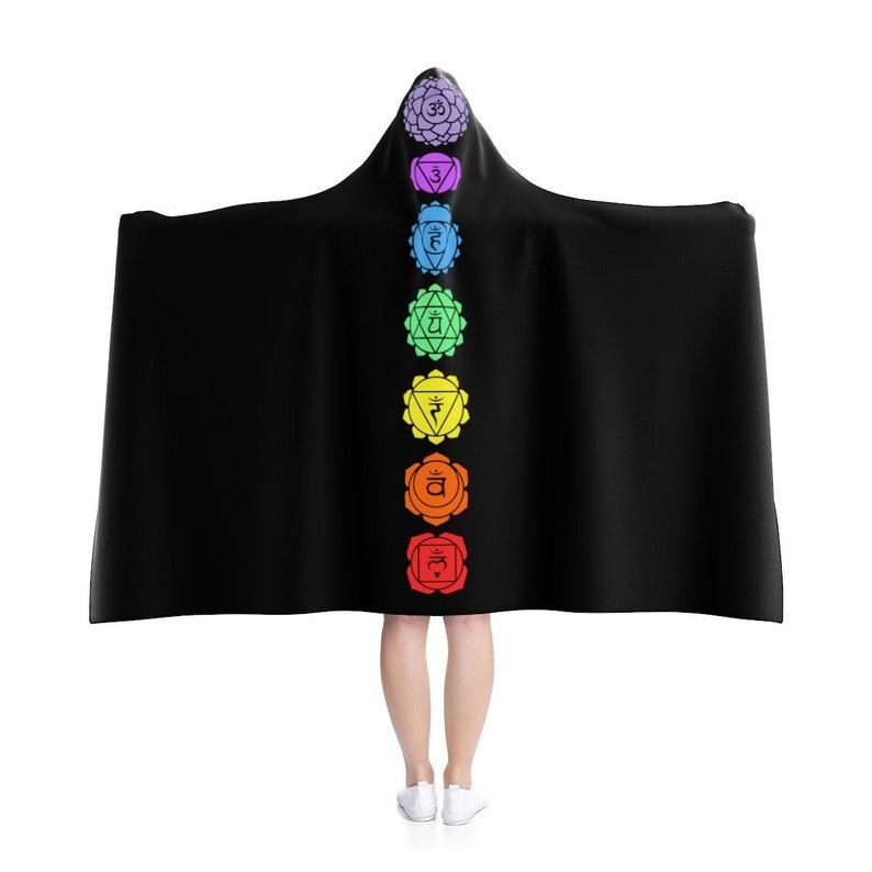Yoga Chakra Hooded Blanket Black Rainbow Etsy