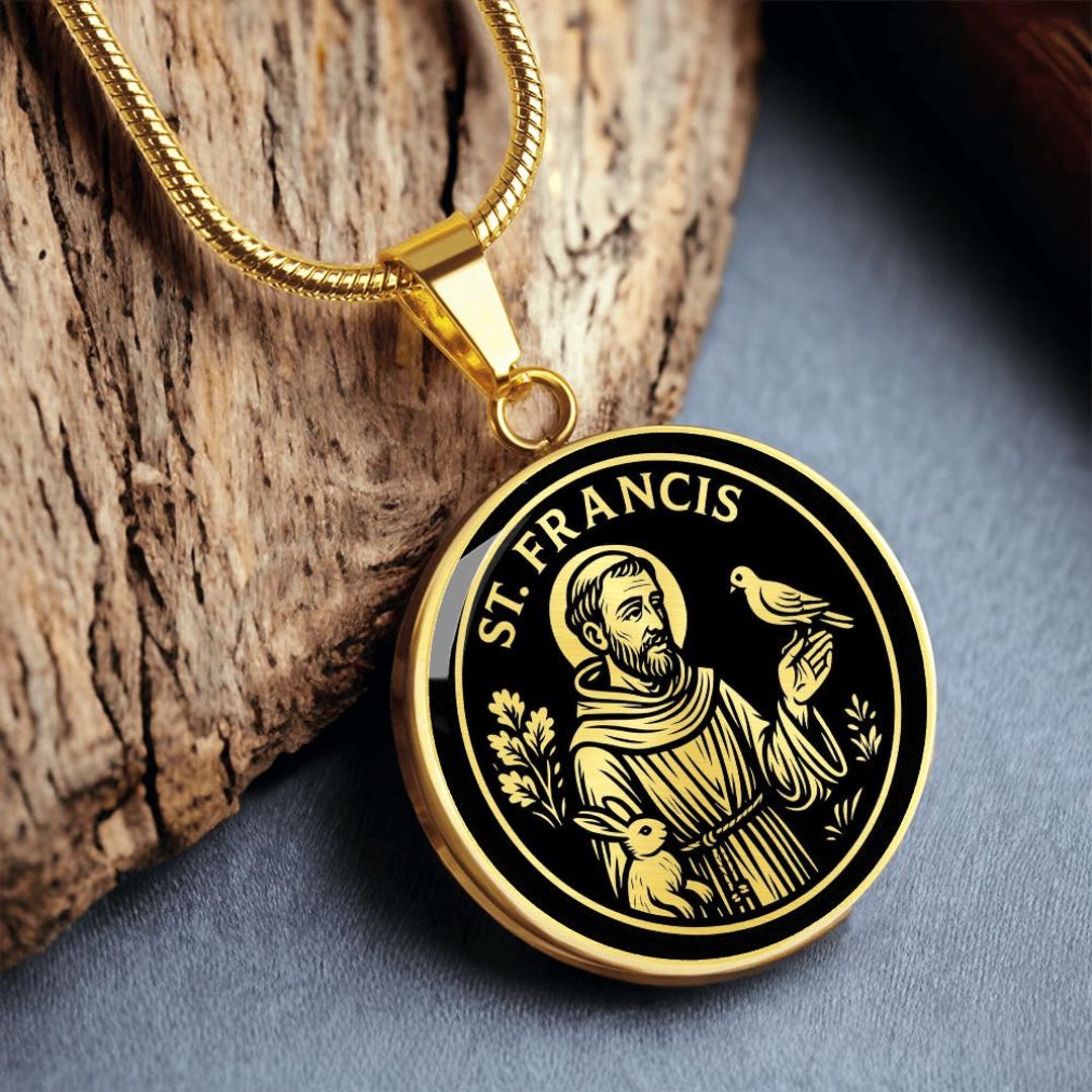 Saint Francis Assisi Pendant Necklace Catholic Jewelry Gold & Silver ...