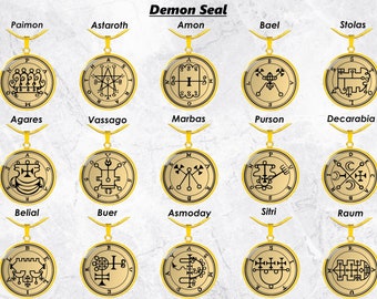 Demon Seal Sigil Necklace Jewelry Goetia Amulet Talisman Pendant Gold Silver