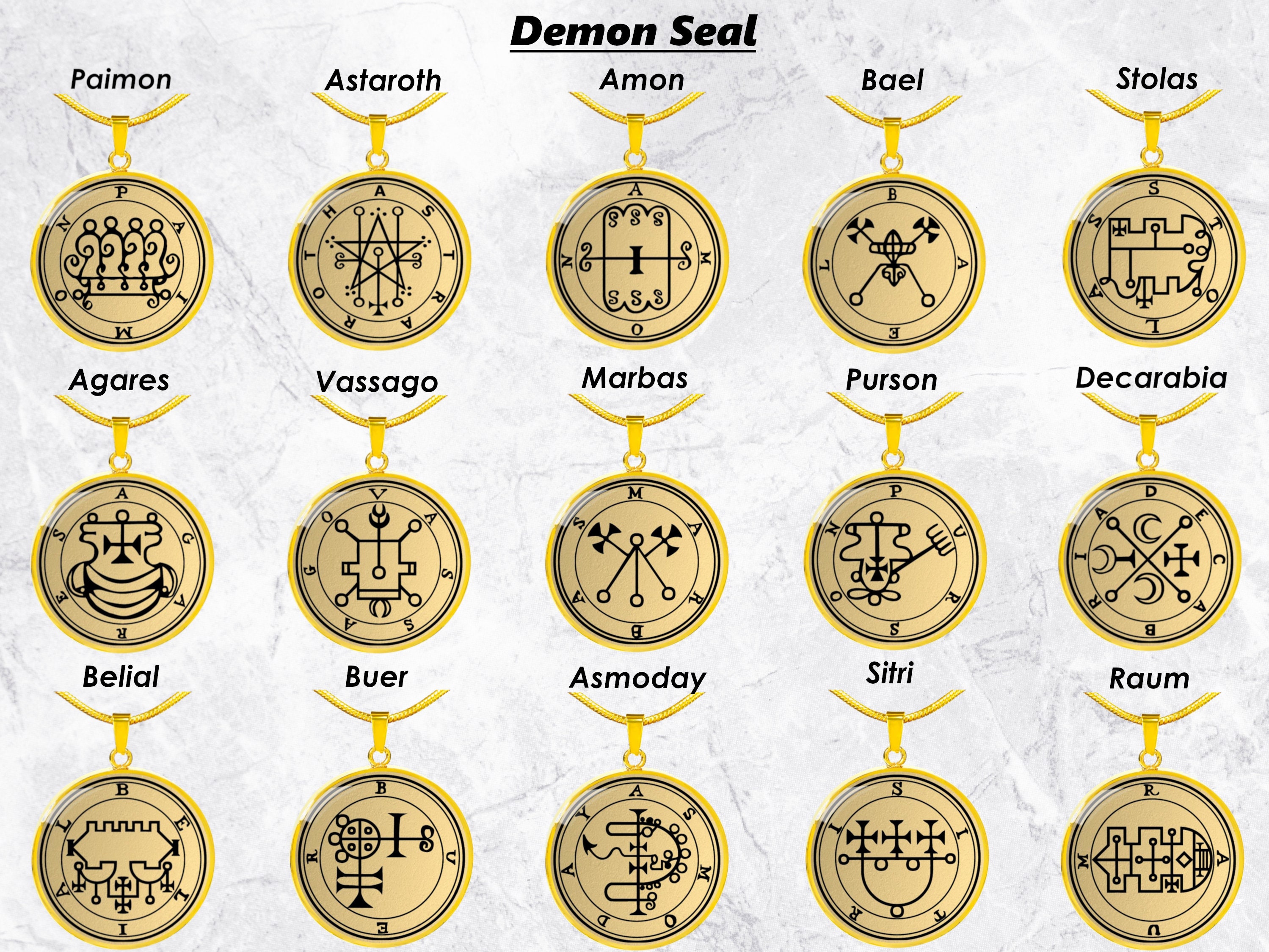 Demon Seal Sigil Necklace Jewelry Goetia Amulet Talisman Pendant Gold Silver