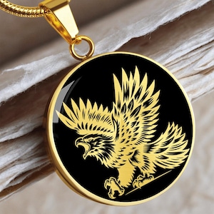 Eagle Pendant Necklace Flying Eagle Jewelry Gold Charm Silver