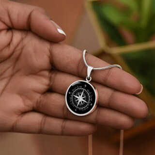 OHAYOO Collana Uomo Con Ciondolo Bussola E Luna Stella – Argento Sterling 925, Gioiello Vichingo