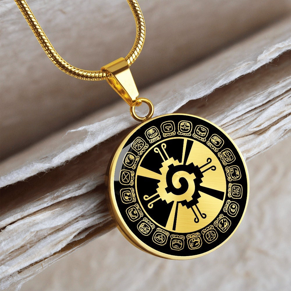 Hunab Ku Mayan Necklace Aztec Calendar Jewelry Pendant