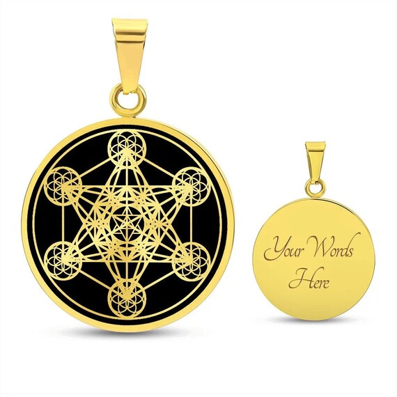 Ciondolo A Forma Di Cubo Di Metatron In Oro Massiccio 14k - 18k: Collana Di Geometria Sacra - Foto 2
