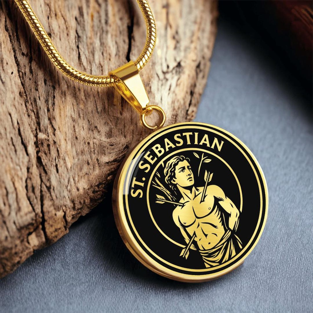 St Sebastian Medal Necklace Patron Saint of Athletes Catholic Pendant ...