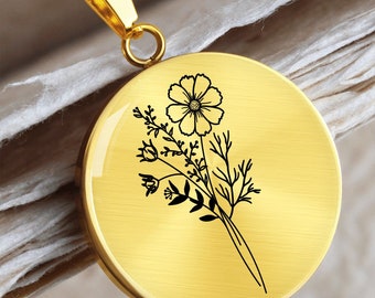 Birth Flower Necklace October Birth Month Cosmos Jewelry Pendant Gift