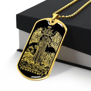Temperance Necklace Tarot Pendant Major Arcana jewelry Gold Silver Amulet
