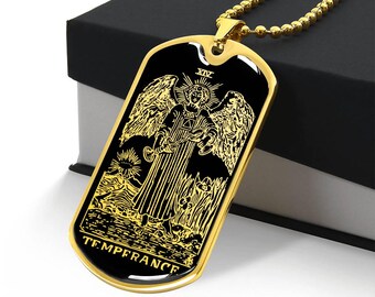 Temperance Necklace Tarot Pendant Major Arcana jewelry Gold Silver Amulet