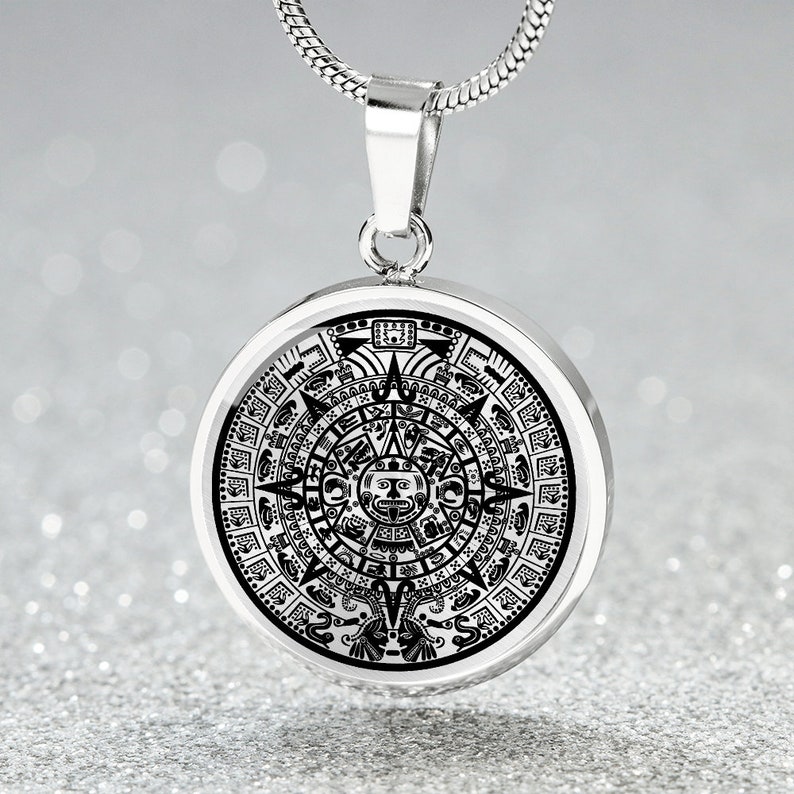 Aztec Calendar Necklace Mayan Jewelry Pendant Gold Silver Men Etsy