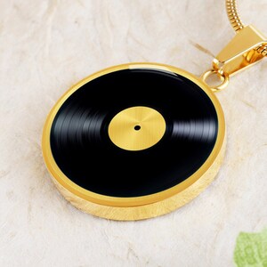 Vinyl Record Music Necklace Pendant Jewelry Gold Gift Silver Charm image 5