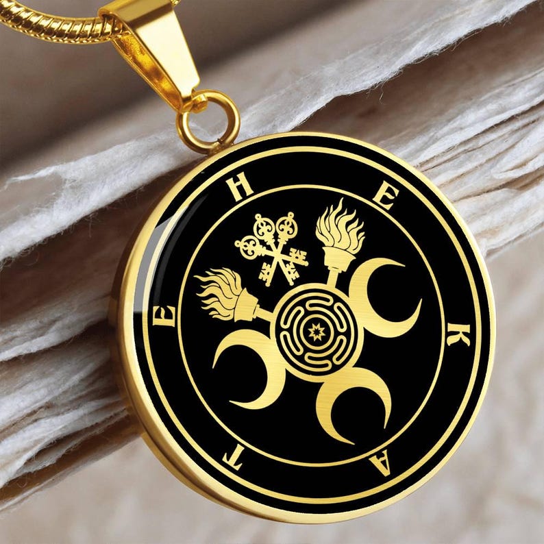 Hecate Necklace Hekate Pendant Triple Moon Goddess Jewelry Gold Silver ...