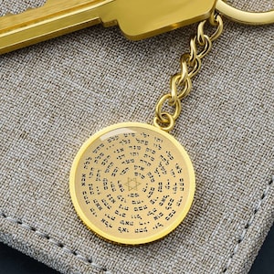 72 Namen des Gottes Kabbalah Keychain Geschenk gravierter Text-Schlüsselring