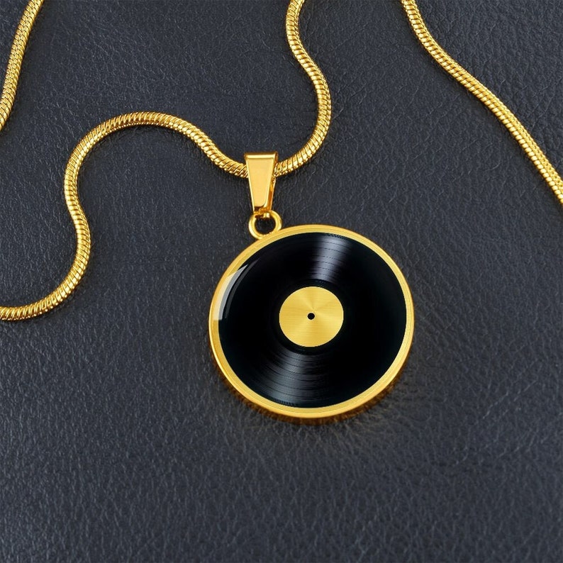 Vinyl Record Music Necklace Pendant Jewelry Gold Gift Silver Charm image 6