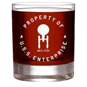 Star Trek: The Original Series “Property Of U.S.S. Enterprise” Rocks Glass Special Edition In Universe™ Classic Line Premium Etched 11 Ozs