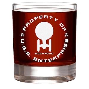 Star Trek: The Next Generation “Property Of U.S.S. Enterprise” Rocks Glass Special Edition In Universe™ Classic Line Premium Etched - 11 Ozs