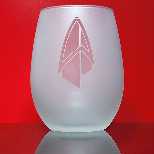 Star Trek Picard Stemless Wine Glass - Premium Etched - Licensed Collectible 15 Ounces