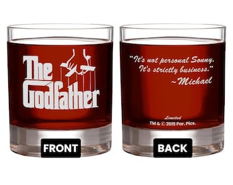 The Godfather Whiskey Glass, Etched Movie Quote, Officially Licensed
