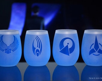 Star Trek Alien Races Stemless Wine Glasses  Frosted Etched Set
