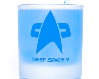 Star Trek Deep Space 9 Rocks Glass: Frosted Starfleet Badge, Etched