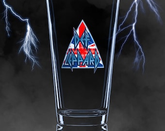 DEF LEPPARD: Color Logo pint glass UV cured Epoxy Ink Dishwasher Safe