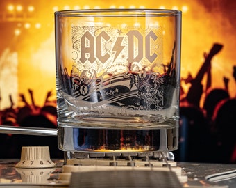 AC/DC: “Rock n’ Roll Train” Etched Whiskey Glass