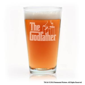 The Godfather Movie Pint Glass Godparent Gift Officially Licensed Collectible Premium Etched By Movies On Glass 16 Ounces image 1