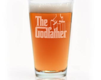 The Godfather Movie Pint Glass Godparent Gift Officially Licensed Collectible Premium Etched By Movies On Glass 16 Ounces