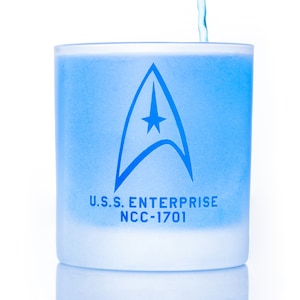 Star Trek: The Original Series Starfleet Command Badge Rocks Glass Special Edition In Universe™ White Frosted Line Premium Etched 11 Ounces