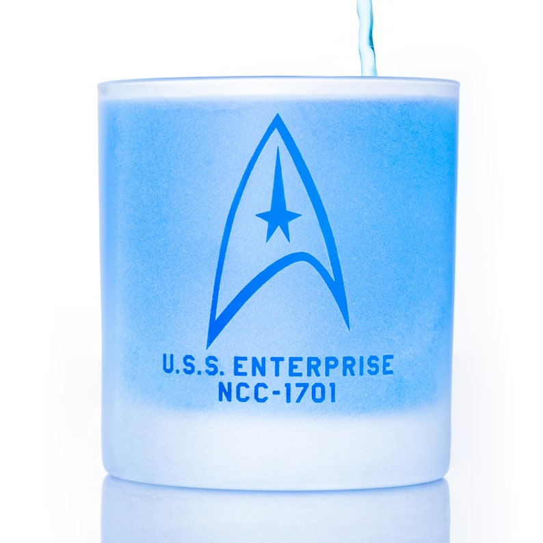 Star Trek: The Original Series Starfleet Command Badge Rocks Glass Special Edition In Universe™ White Frosted Line Premium Etched 11 Ounces 1 glass