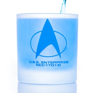 Star Trek: The Next Generation Starfleet Command Badge Rocks Glass Special Edition In Universe™ White Frosted Line Premium Etched 11 Ounces