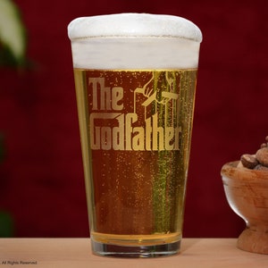 The Godfather Movie Pint Glass Godparent Gift Officially Licensed Collectible Premium Etched By Movies On Glass 16 Ounces image 4