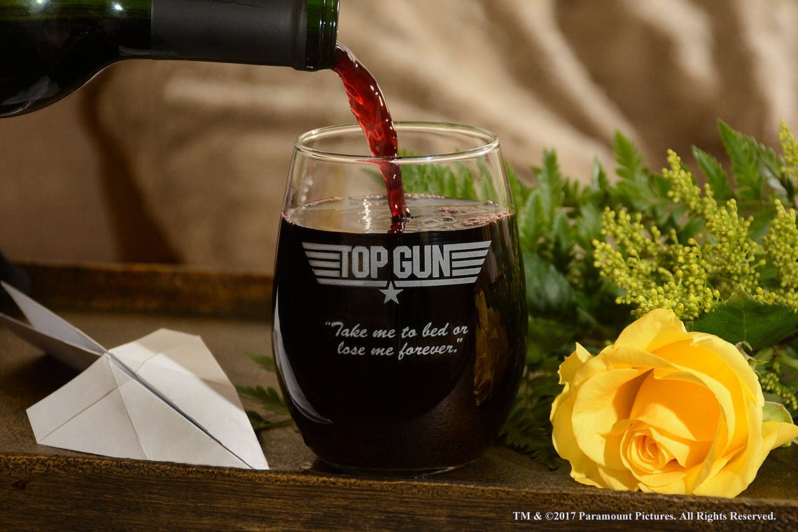 Top Gun Stemless Wine Glass With Quotetake Me to Bed Etsy