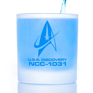 Star Trek: Discovery Starfleet Command Badge Rocks Glass Special Edition In Universe™ White Frosted Line Premium Etched - 11 Ounces