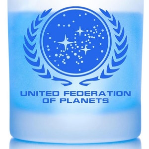 Star Trek United Federation of Planets Rocks Glass | The Next Generation | Star Trek Beyond | Thinkgeek | 11 Ounces | Premium etched