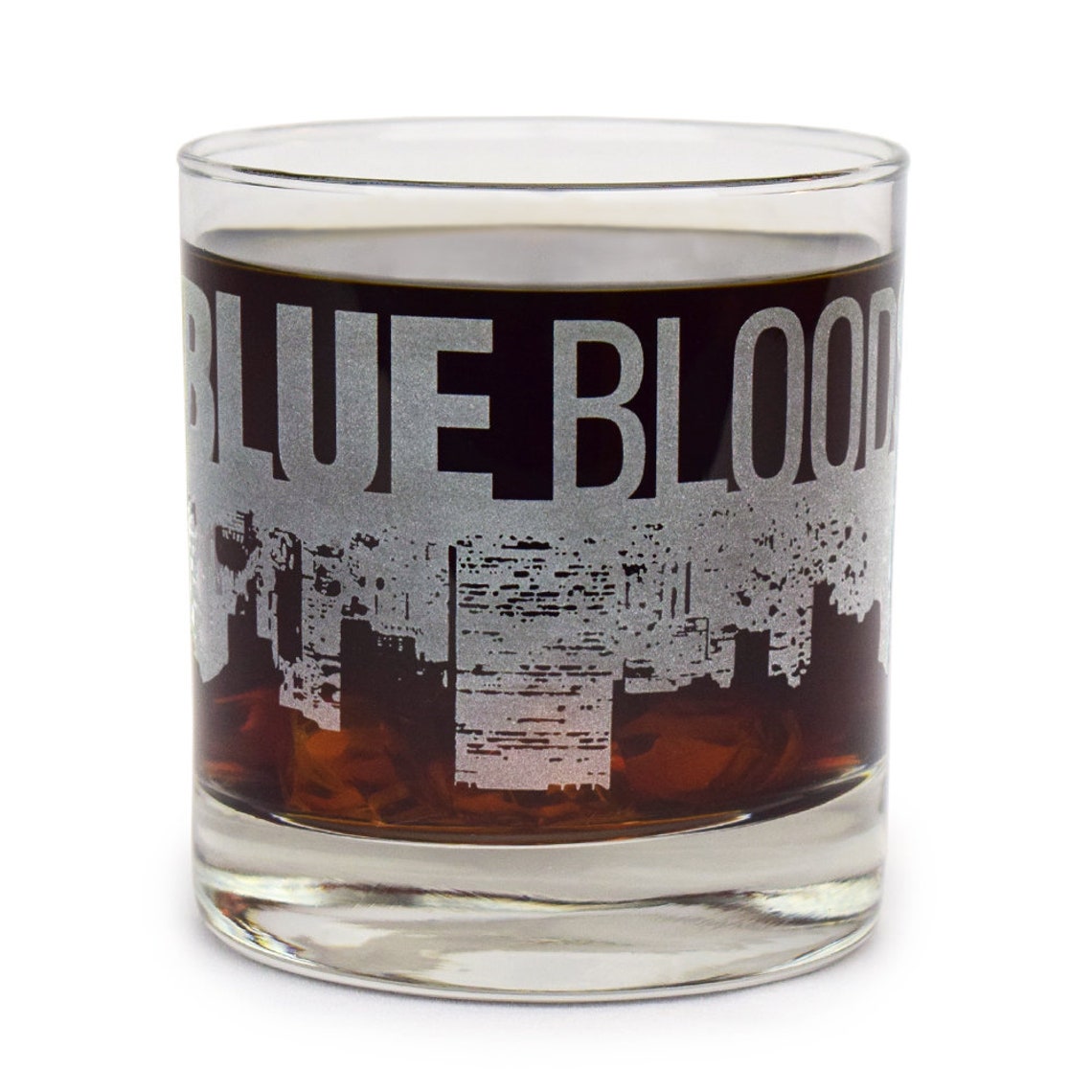 BLUE BLOODS Whiskey Glass With Wrap Around New York Skyline Etsy